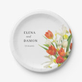 Sinaasappel en Cream Tulip Wedding Papieren Bordje (Voorkant)