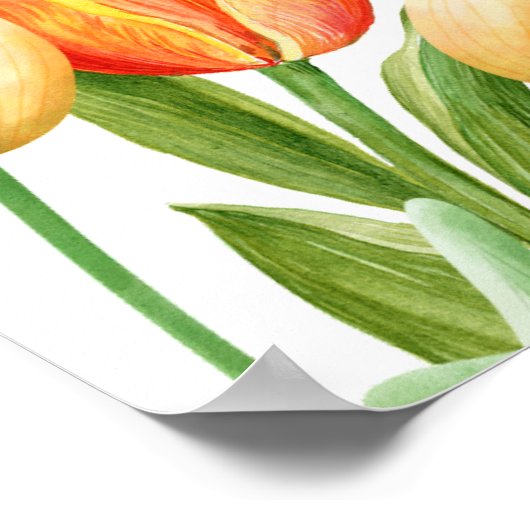 Sinaasappel en Cream Tulip Wedding Poster (Hoek)