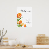 Sinaasappel en Cream Tulip Wedding Poster (Keuken)