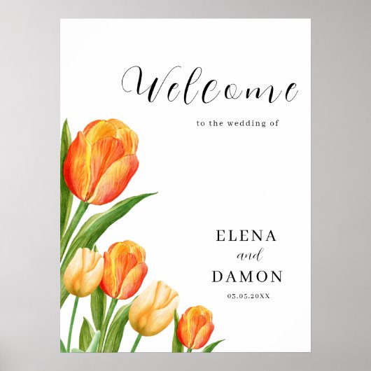 Sinaasappel en Cream Tulip Wedding Poster (Voorkant)