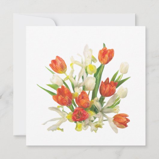 Sinaasappel en Cream Tulip Wedding Save The Date (Achterkant)