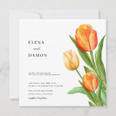 Sinaasappel en Cream Tulip Wedding Save The Date (Voorkant)