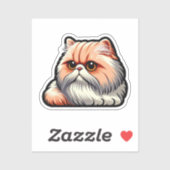 Sinaasappel en crème kattenportret - Fluffy Cutene Sticker (Vel)