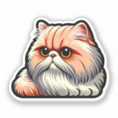 Sinaasappel en crème kattenportret - Fluffy Cutene Sticker (Voorkant)