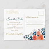 Sinaasappel en Crème Waterverf Bloemen Opslaan De  Aankondigingskaart (Achterkant)