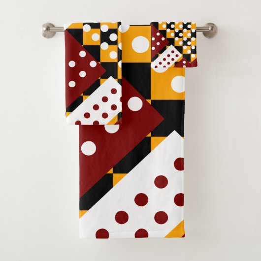 Sinaasappel en donkerrood bad handdoek (Insitu)