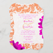 Sinaasappel en Fuchsia Pink Gerber Daisy Wedding Kaart (Voorkant / Achterkant)