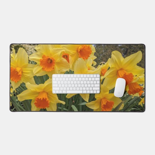 Sinaasappel en geel Bicolor Daffodils Bloemen Bureaumat (Keyboard & Muis)