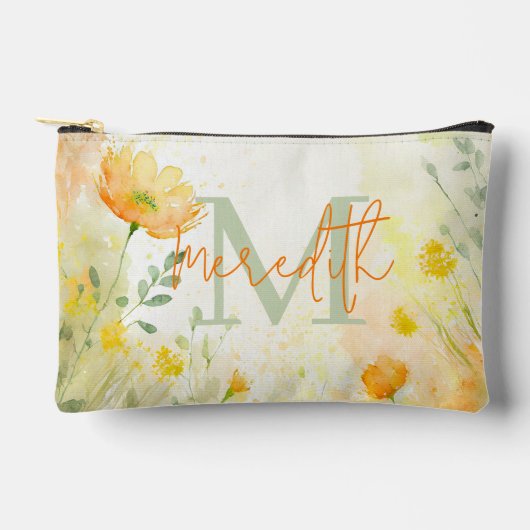 Sinaasappel en geel bloemen gepersonaliseerd etui (Voorkant)