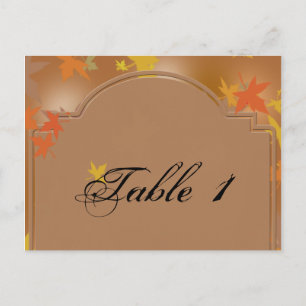 Sinaasappel en geel Fall Leaves Trouwtafel nummer Briefkaart
