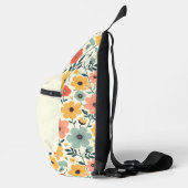 Sinaasappel en geel Retro Floral Sling Bag (Rechts)
