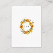 Sinaasappel en geel Wild Flowers krans bruiloft Informatiekaartje (Achterkant)