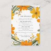 Sinaasappel en geel Wild Flowers krans bruiloft Informatiekaartje (Voorkant)