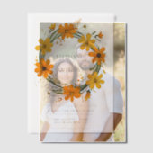 Sinaasappel en geel Wild Flowers krans bruiloft Vellum Uitnodigingen (Offset (Koppel))