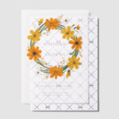 Sinaasappel en geel Wild Flowers krans bruiloft Vellum Uitnodigingen (Offset (Uitnodiging))