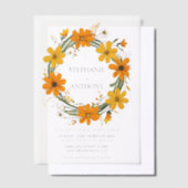 Sinaasappel en geel Wild Flowers krans bruiloft Vellum Uitnodigingen (Offset)