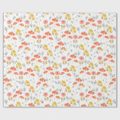 sinaasappel en geel zomerbloemenpatroon cadeaupapier (Vlak)