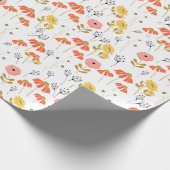sinaasappel en geel zomerbloemenpatroon cadeaupapier (Hoek)