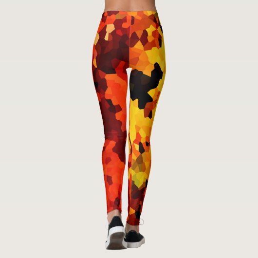 Sinaasappel en geel Zonnebloemen Leggings (Achterkant)