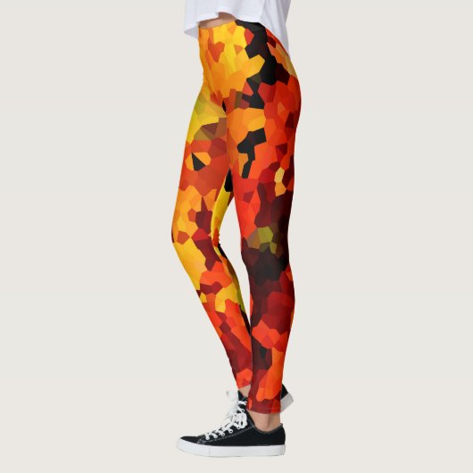 Sinaasappel en geel Zonnebloemen Leggings (Links)