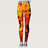 Sinaasappel en geel Zonnebloemen Leggings (Voorkant)