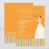 Sinaasappel en gekleurd Stripes Vrijgezellenfeest Kaart (Voorkant / Achterkant)