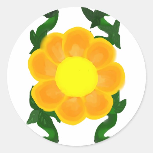 sinaasappel en gele bloem sticker (Voorkant)