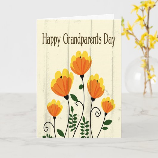 Sinaasappel en gele bloemen voor grootouderdag kaart (Gele Bloem)