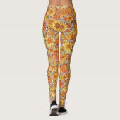 Sinaasappel en Gele Daisies Bloemenpatroon Legging (Achterkant)