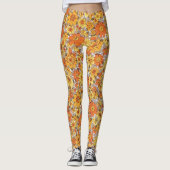 Sinaasappel en Gele Daisies Bloemenpatroon Legging (Voorkant)