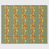 Sinaasappel en Gele Giraffe Inpakpapier (Vlak)