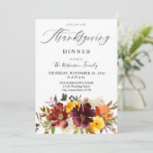 Sinaasappel en gele goudHerfst Floral Thanksgiving Kaart (Staand voorkant)