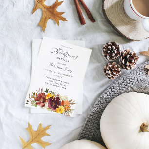 Sinaasappel en gele goudHerfst Floral Thanksgiving Kaart