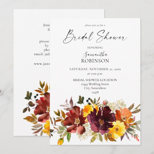 Sinaasappel en gele goudHerfst Floral Vrijgezellen Kaart (Voorkant / Achterkant)