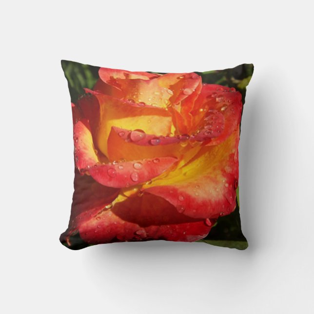 Sinaasappel en Gele Roos Kussen (Voorkant)