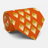 Sinaasappel en Golden Diamond Stropdas (Opgerold)