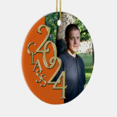 Sinaasappel en Goud Afstuderen Klasse van 2024 Fot Keramisch Ornament (Rechts)