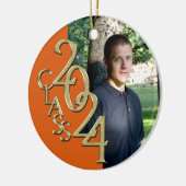 Sinaasappel en Goud Afstuderen Klasse van 2024 Fot Keramisch Ornament (Links)