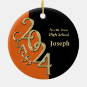 Sinaasappel en Goud Afstuderen Klasse van 2024 Fot Keramisch Ornament (Achterkant)