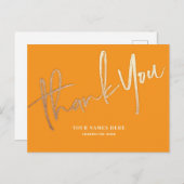 Sinaasappel en goud Dank u Elegant Universal Briefkaart (Voorkant / Achterkant)