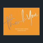 Sinaasappel en goud Dank u Elegant Universal Briefkaart<br><div class="desc">Sinaasappel en Goud Bedankt Elegant Universal Briefkaart met moderne scriptkalligrafietekst in faux gold-folie</div>