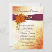 Sinaasappel en goud herfstbladeren Repetitie Diner Kaart (Voorkant)