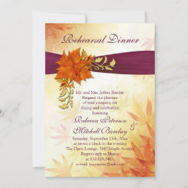 Sinaasappel en goud herfstbladeren Repetitie Diner Kaart