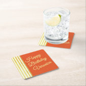 Sinaasappel en Goud Personaliseren Verjaardag  Loo Kartonnen Onderzetters (Insitu)