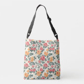 Sinaasappel en Goud Roos Bloemen Crossbody Tas (Achterkant)