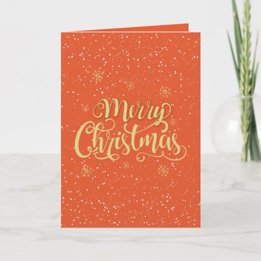 Sinaasappel en Goud van Kerstmis van de typografie Feestdagen Kaart (Voorkant)
