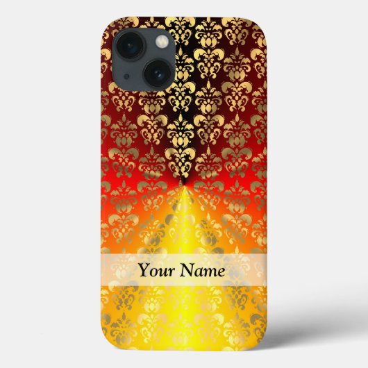 Sinaasappel- en gouddamaspatroon Case-Mate iPhone case (Achterkant)