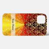 Sinaasappel- en gouddamaspatroon Case-Mate iPhone case (Achterkant (horizontaal))