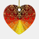 Sinaasappel- en gouddamaspatroon keramisch ornament (Achterkant)