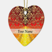 Sinaasappel- en gouddamaspatroon keramisch ornament (Links)